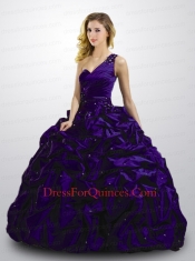 Exclusive Pick-ups and Beading Quinceanera Dress in Dark Purple for 2015