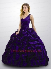 Exclusive Pick-ups and Beading Quinceanera Dress in Dark Purple for 2015