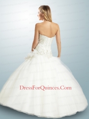 Exclusive Sweetheart Beading and Appliques Quinceanera Dress in White