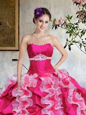 Exquisite Hot Pink Quinceanera Dresses with Ruffled Layers and Beading for 2015