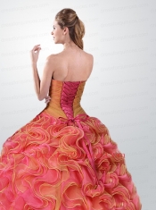 Gorgeous Ruffled and Appliques Orange and Pink Quinceanera Dress