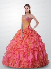 Gorgeous Ruffled and Appliques Orange and Pink Quinceanera Dress