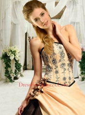 Gorgeous Strapless Champagne Quinceanera Dress with Beading and Appliques