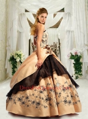 Gorgeous Strapless Champagne Quinceanera Dress with Beading and Appliques