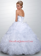Gorgeous Sweetheart Turquoise Quinceanera Dress with Ruffles and Beading for 2015