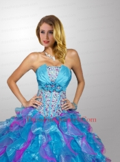Inexpensive Multi-color Quinceanera Dress with Ruffled Layers and Beading