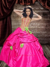 Inexpensive Strapless Beading and Flowers Aqua Blue Quincenera Dresses