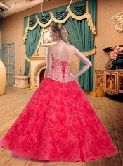 Modest Sweetheart Appliques Decorated Quinceanera Dress in Red for 2015
