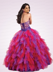 New Arrival Strapless Ruffles and Beading Quinceanera Dresses in Red and Purple