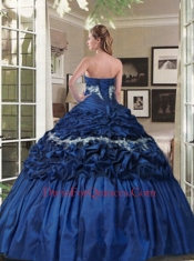 Perfect Strapless Appliqued and Ruffled Royal Blue Dress for Quince
