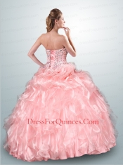 Pretty Sweet Baby Pink Dress For Quince with Beading and Ruffles for 2015