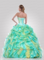 Pretty Sweetheart Pink Quinceanera Dress with Beading and Ruffles for 2015