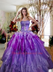 Purple Beaded Decorate Quinceanera Dresses with Ruffles Purple Beaded Decorate Quinceanera Dresses with Ruffles
