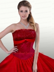 Red Princess Strapless Long Quinceanera Dress for 2015 Spring