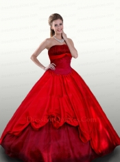 Red Princess Strapless Long Quinceanera Dress for 2015 Spring