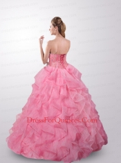 Remarkable Strapless Rhinestone and Ruffles Baby Pink Quinceanera Dress