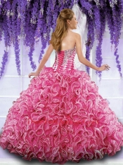 Rose Pink Sweetheart 2015 Quinceanera Gown with Beading and Ruffles