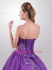 Simple Princess Sweetheart Appliqued Quinceanera Dresses in Purple