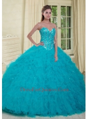 The Brand New Style Sweetheart Spring Green Quinceanera Dress with Beading and Ruffles for 2015