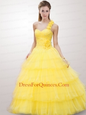 The Brand New Style Yellow Quinceanera Dresses with Beading and Ruffles For 2015