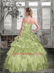 The Super Hot Appliques and Beading Quinceanera Gown in Yellow Green