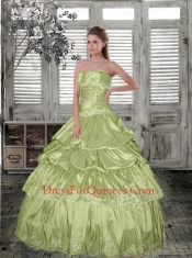 The Super Hot Appliques and Beading Quinceanera Gown in Yellow Green