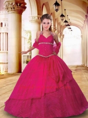 The Super Hot Halter Top Hot Pink Quinceanera Gown with Beading and Ruching