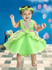 2014 Beautiful Scoop Mini-length  Little Girl Dress in Aque Blue