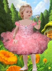 2014 Cute Ball Gown Mini-length Little Girl Dresses with Beading
