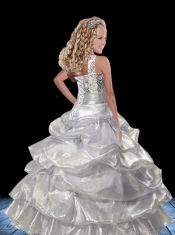 2014 Fashionable Straps Sequins Little Girl Pageant Dresses with Pick-ups