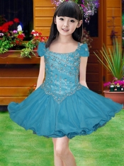 2014 Lovely White Square Organza Mini-length Little Girl Dress