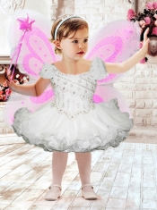 2014 Lovely White Square Organza Mini-length Little Girl Dress
