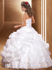 2014 Luxurious Scoop Red Little Girl Pageant Dresses with Beading