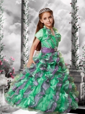 2014 Popular Spaghetti Straps Beading Little Girl Pageant Dresses in Multi-color