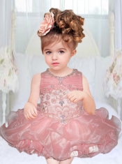 2014 Pretty Light Pink Scoop Mini-length Little Girl Dresses