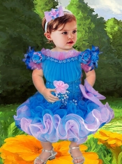 2014 Pretty Tea-length Little Girl Dress with Beading