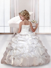 Ball Gown Straps Beading Little Girl Pageant Dress with Ruffles for 2014