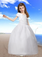 Beautiful Ball Gown Beading Little Girl Pageant Dresses with Straps for 2014