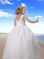 Beautiful Ball Gown Beading Little Girl Pageant Dresses with Straps for 2014