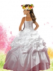 Beautiful Ball Gown Spaghetti Straps Appliques Little Girl Pageant Dresses in White