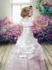 Beautiful Ball Gown V-neck Appliques Little Girl Pageant Dress in Red