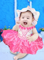 Beautiful Off the Shoulder Mini-length Little Girl Dress with Hand Made Flowers