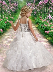 Beautiful Straps Ball Gown Wine Red Little Girl Pageant Dresses for 2014