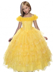 Blue Off the Shoulder Appliques Little Girl Pageant Dress with Ruffles for 2014