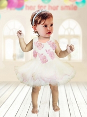 Cute A-Line Scoop Little Girl Dresses With Appliques Bowknot in White