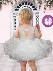 Cute Ball Gown Straps Mini-length Beading Ruffles Red Little Girl Dress