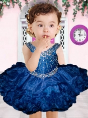 Cute Ball Gown Straps Mini-length Beading Ruffles Red Little Girl Dress