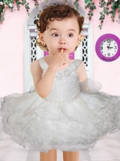 Cute Ball Gown Straps Mini-length Beading Ruffles Red Little Girl Dress