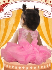 Cute Ball Gown Straps Pink Little Girl Dresses With Appliques Beading Bowknot