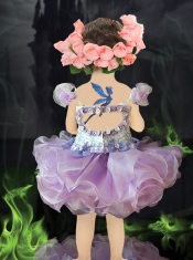 Cute Off the Shoulder Bowknot and Beading Little Girl Dress in Lavender